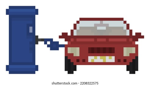 pixel art icon gas station fueling car