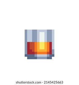 Pixel art icon glass of whiskey isolated vector illustration. Design for sticker, logo shop, mobile app. Came assets 8-bit sprites. 