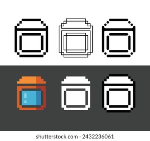 Pixel art icon outline thin sets collection of Television for watching,8-bits perfect for game asset,design asset element,app,website, Vector illustration.