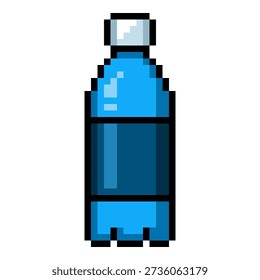 Pixel Art Icon of Plastic Bottle with Water