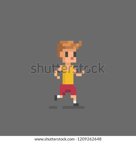 Pixel art icon running man. Vector illustration.