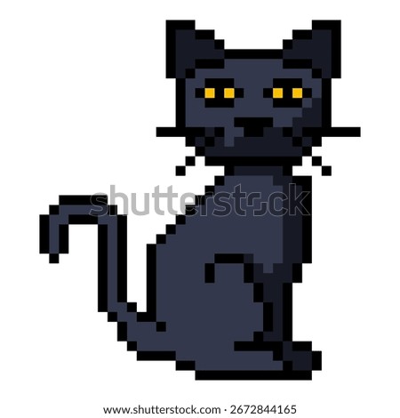 Pixel Art Icon - Sitting Black Cat
