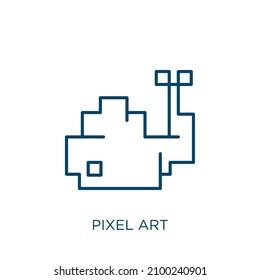 pixel art icon. Thin linear pixel art outline icon isolated on white background. Line vector pixel art sign, symbol for web and mobile