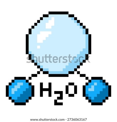 Pixel Art Icon of Water Molecule H2O