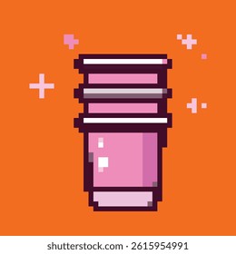 Pixel art icons for birthday celebration, fun and festive