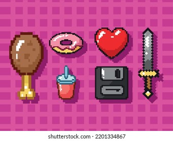 pixel art icons collection style