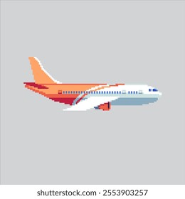 Pixel art illustration Airplane Flight. Pixelated Plane Air. Airplane Flight Air icon pixelated for the pixel art game and icon for website and video game. old school retro.