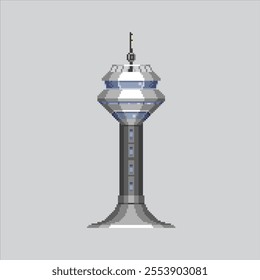 Pixel art illustration Airport Control Tower. Pixelated Plane Tower. Airport Control Tower Airplane icon pixelated for the pixel art game and icon for website and video game. old school retro.
