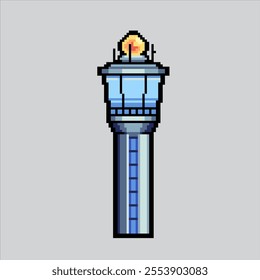 Pixel art illustration Airport Control Tower. Pixelated Plane Tower. Airport Control Tower Airplane icon pixelated for the pixel art game and icon for website and video game. old school retro.