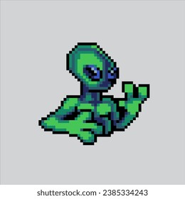 Pixel art illustration Alien. Pixelated Alien. Alien Head pixelated for the pixel art game and icon for website and video game. old school retro.