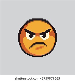 Pixel art illustration Angry Face. Pixelated Angry Emoji. Angry Face Emoji Expression Icon pixelated for the pixel art game and icon for website and video game. old school retro.