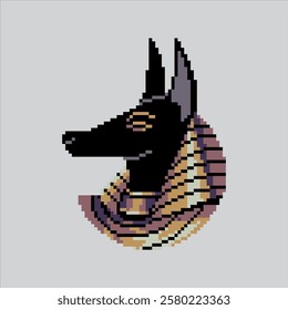 Pixel art illustration Anubis Egypt. Pixelated Anubis God. Anubis Egypt God Icon pixelated for the pixel art game and icon for website and video game. old school retro.