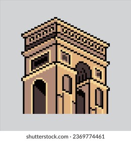 Ilustración de arte de Pixel Arc de Triomphe. Arco de Triunfo Pixelado. Arc de Triomphe
Icono emblemático de Francia pixelado para el juego de arte píxel e icono para el sitio web y el videojuego.
retro de la vieja escuela.
