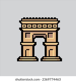 Ilustración de arte de Pixel Arc de Triomphe. Arco de Triunfo Pixelado. Arc de Triomphe
Icono emblemático de Francia pixelado para el juego de arte píxel e icono para el sitio web y el videojuego.
retro de la vieja escuela.
