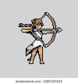 Pixel art illustration Artemis. Pixelated Greek Artemis. Greek Mythology Artemis pixelated for the pixel art game and icon for website and video game. old school retro.