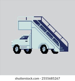 Pixel art illustration Auto Ladder. Pixelated Airport Ladder Truck. Airport Auto Ladder icon pixelated for the pixel art game and icon for website and video game. old school retro.