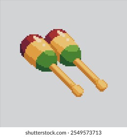 Pixel art illustration Baby Maracas. Pixelated Baby Rattles. Baby Rattles Maracas Toys Icon pixelated for the pixel art game and icon for website and video game. old school retro.