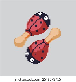 Pixel art illustration Baby Maracas. Pixelated Baby Rattles. Baby Rattles Maracas Toys Icon pixelated for the pixel art game and icon for website and video game. old school retro.