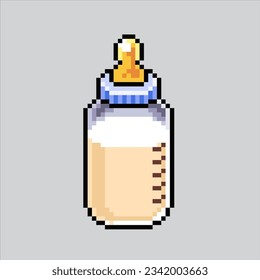 Pixel art illustration Baby Milk. Pixelated Delicious baby milk. Fresh baby Milk drink icon pixelated for the pixel art game and icon for website and video game. old school retro.