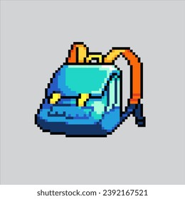 Ilustración de arte de Pixel Mochila. Mochila Pixelada. Bolsa de mochila de la escuela
pixelado para el juego de arte píxel e icono para el sitio web y el videojuego. retro de la vieja escuela.