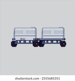 Pixel art illustration Baggage Trailer. Pixelated Airport Trailer. Baggage Airport Trailer icon pixelated for the pixel art game and icon for website and video game. old school retro.