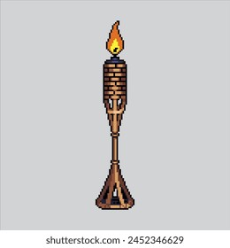 Pixel art illustration Bamboo Torch. Pixelated Torch. Bamboo Torch pixelated for the pixel art game and icon for website and video game. old school retro.