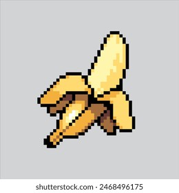 Pixel-Kunst-Illustration Banana Fruit. Verpixelte Banane. Bananenfrucht verpixelt für das Pixel-Kunstspiel und Ikone für Website und Video.