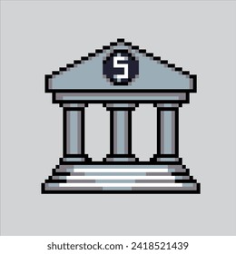 Pixel art illustration Bank. Pixelated Bank Icon. Money Bank Icon. pixelated for the pixel art game and icon for website and video game. old school retro.