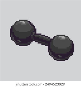 In: Pixel Art Illustration Barbell. Verpixelte Hantel. Barbell Dumbbell Gym-Ikone für das Pixel-Art-Spiel und Ikone für Website und Video-Spiel.