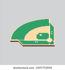 Pixel art illustration Baseball Field. Pixelated Home Field. Baseball Field Stadium Icon pixelated for the pixel art game and icon for website and video game. old school retro.