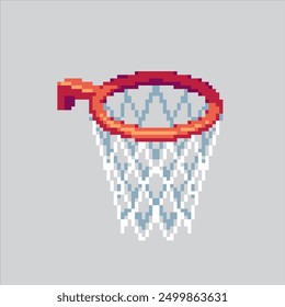 Pixel ilustración de arte Anillo de cesta. Anillo de baloncesto pixelado. Icono del anillo de baloncesto pixelado para el juego del arte del pixel y el icono para el Sitio web Video y el juego.