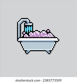 Pixel art illustration Bathtub. Pixelated bathtub. Bathtub pixelated for the pixel art game and icon for website and video game. old school retro.