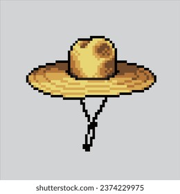 Pixel art illustration Beach hat. Pixelated beach hat. Straw Beach Hat
icon pixelated for the pixel art game and icon for website and video game.
old school retro.