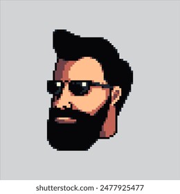 Pixel art illustration Bearded Face. Pixelated Beard Hair. Bearded Face Hair Moustache pixelated for the pixel art game and icon for website and video game. old school retro.
