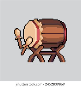 Pixel art illustration Bedug. Pixelated Bedug drum. Islamic Bedug Drum pixelated for the pixel art game and icon for website and video game. old school retro.