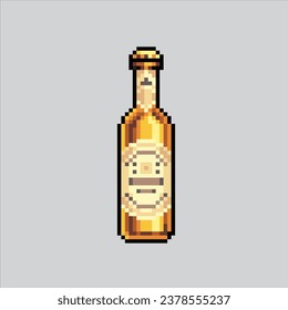 Ilustración de arte de Pixel Botella de cerveza. Cerveza Pixelada. Icono de botella de cerveza pixelado
para el juego de arte píxel e icono para el sitio web y el juego de vídeo. retro de la vieja escuela.