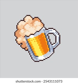 Ilustración de arte de píxeles Beber cerveza. Taza de cerveza pixelada. Grande taza de Beer Drink Icon pixelado para el juego de arte de píxeles e ícono para el Sitio web Video y el juego.