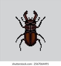 Pixel art illustration Beetle Bug. Pixelated Beetle Horn. Beetle Bug Horn Insect Insect Icon pixelated for the pixel art game and icon for website and video game. old school retro.