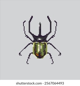 Pixel art illustration Beetle Bug. Pixelated Beetle Horn. Beetle Bug Horn Insect Insect Icon pixelated for the pixel art game and icon for website and video game. old school retro.