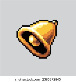 Ilustración de arte de Pixel Bell. Bell Pixelado. Clock Bell pixelado para el juego de arte píxel y el icono para el sitio web y el videojuego. retro de la vieja escuela.