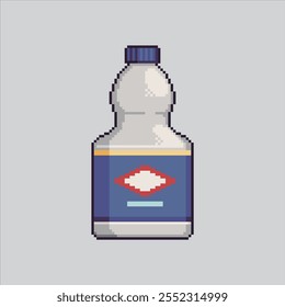 Pixel arte ilustração Bleach Bottle. Limpador de lavandaria Pixelizado. Bleach Laundry Cleaner Bottle pixelated para o jogo de arte de pixels e ícone para o site e vídeo game.