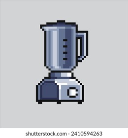 Ilustración de arte de Pixel Blender. Blender Pixelado. Kitchen Blender pixelado para el juego de arte en píxeles e icono para el sitio web y el videojuego. retro de la vieja escuela.