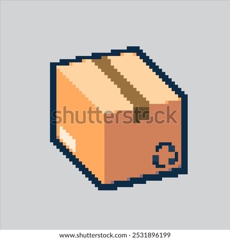 Pixel art illustration Board Box. Pixelated Cardboard. Cardboard Box pixelated for the pixel art game and icon for website and video game. old school retro.