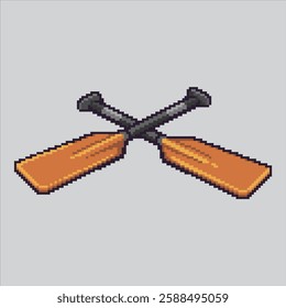 Pixel art illustration Boat Paddle. Pixelated Paddle. Wooden Boat Paddle Icon pixelated for the pixel art game and icon for website and video game. old school retro.