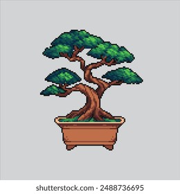 Pixel art illustration Bonsai Tree. Pixelated Bonsai Tree. Bonsai Tree pixelated for the pixel art game and icon for website and video game. old school retro.