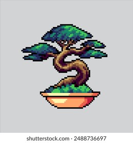 Pixel art illustration Bonsai Tree. Pixelated Bonsai Tree. Bonsai Tree pixelated for the pixel art game and icon for website and video game. old school retro.