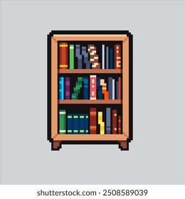 Pixel art illustration Book Shelf. Pixelated Book Case. Book Shelf Case pixelated for the pixel art game and icon for website and video game. old school retro.