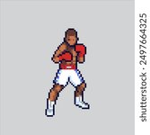 Pixel art illustration Boxing Pose. Pixelated Boxing Pose. Boxing Pose icon pixelated for the pixel art game and icon for website and video game. old school retro.