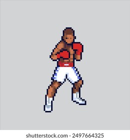 Pixel art illustration Boxing Pose. Pixelated Boxing Pose. Boxing Pose icon pixelated for the pixel art game and icon for website and video game. old school retro.