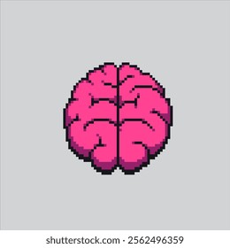 Pixel art illustration Brain. Pixelated Fireman Smart Mind. Smart Brain Mind icon pixelated for the pixel art game and icon for website and video game. old school retro.